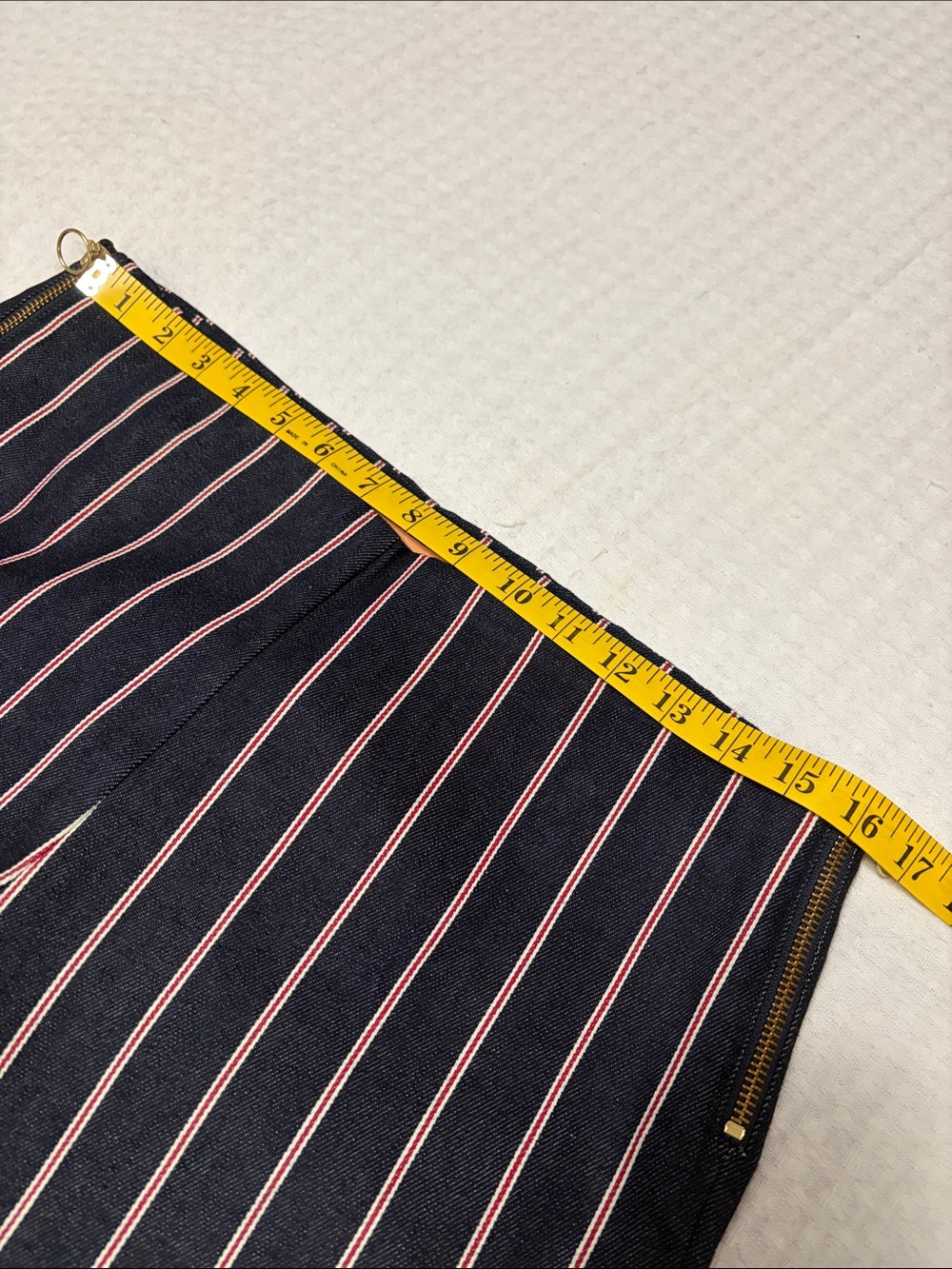 Maggie Marilyn 💯% Cotton Denim Navy Pants with Red, White Stripes Size 8 - Picture 12 of 16